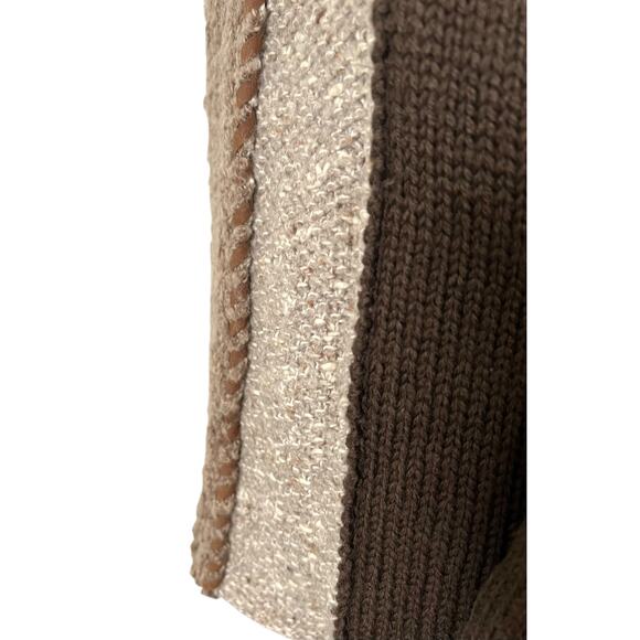 Vintage The Limited Hand Knit Sweater Colorblock Brown Beige Cream Wool Blend M - Picture 8 of 10